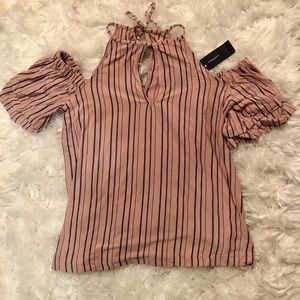 Pink and Blue Striped American Eagle Top